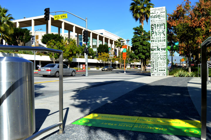 Innovative walking path graphics by AGMedia help walkers get into shape in Grand Park, Los Angeles